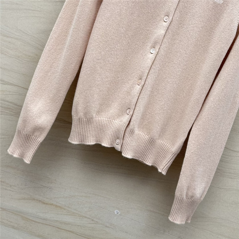 Miu Miu Logo Knit Cardigan in Beige