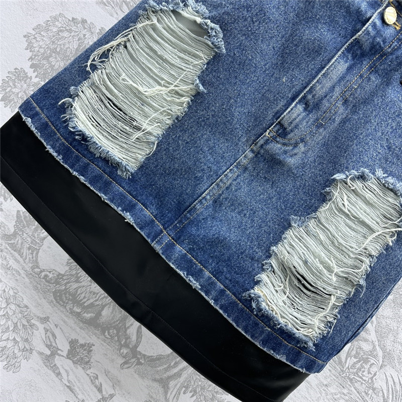 F**di leather patchwork denim skirt replica d&g clothing