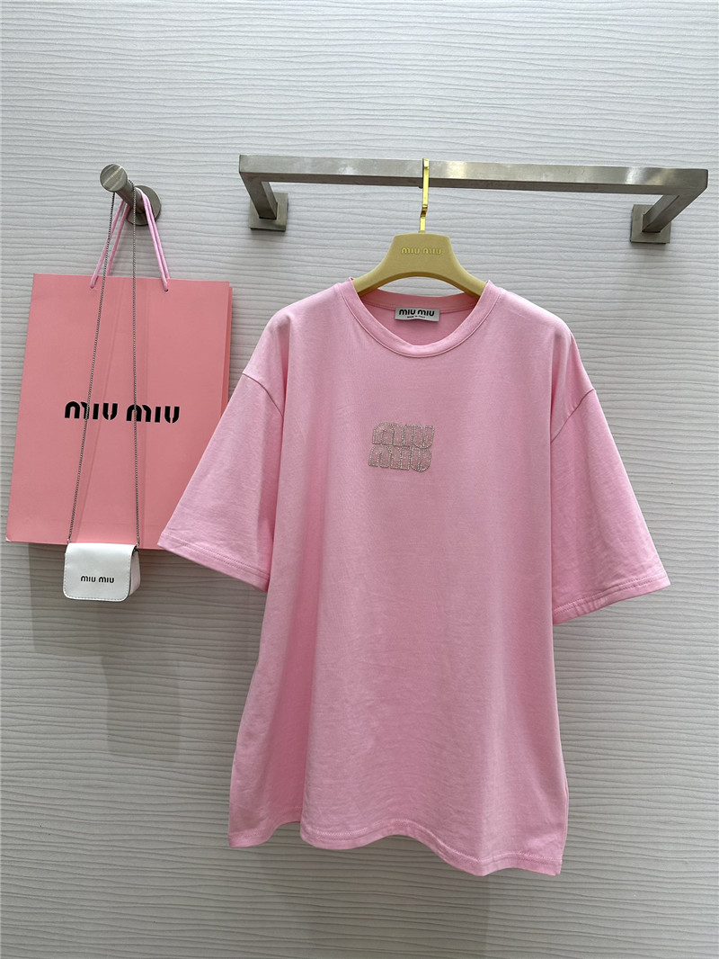 M1um1u beaded contrast color t-shirt replica clothes
