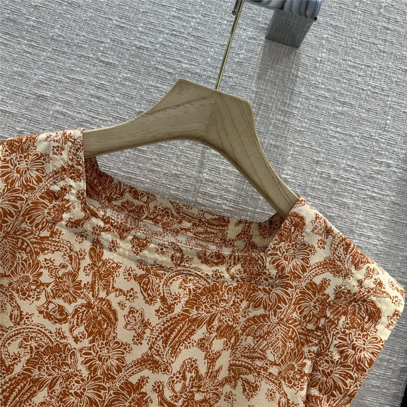 L0r0 P1ana oil painting flower silk flying sleeve shirt replica clothes