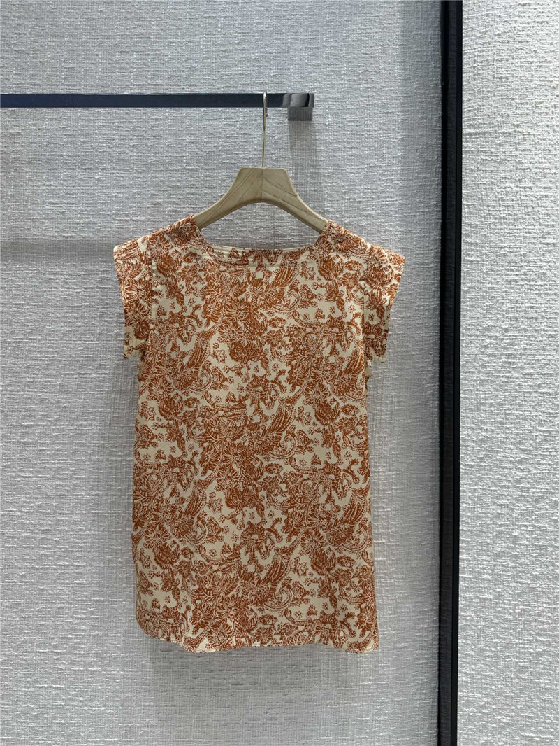 L0r0 P1ana oil painting flower silk flying sleeve shirt replica clothes