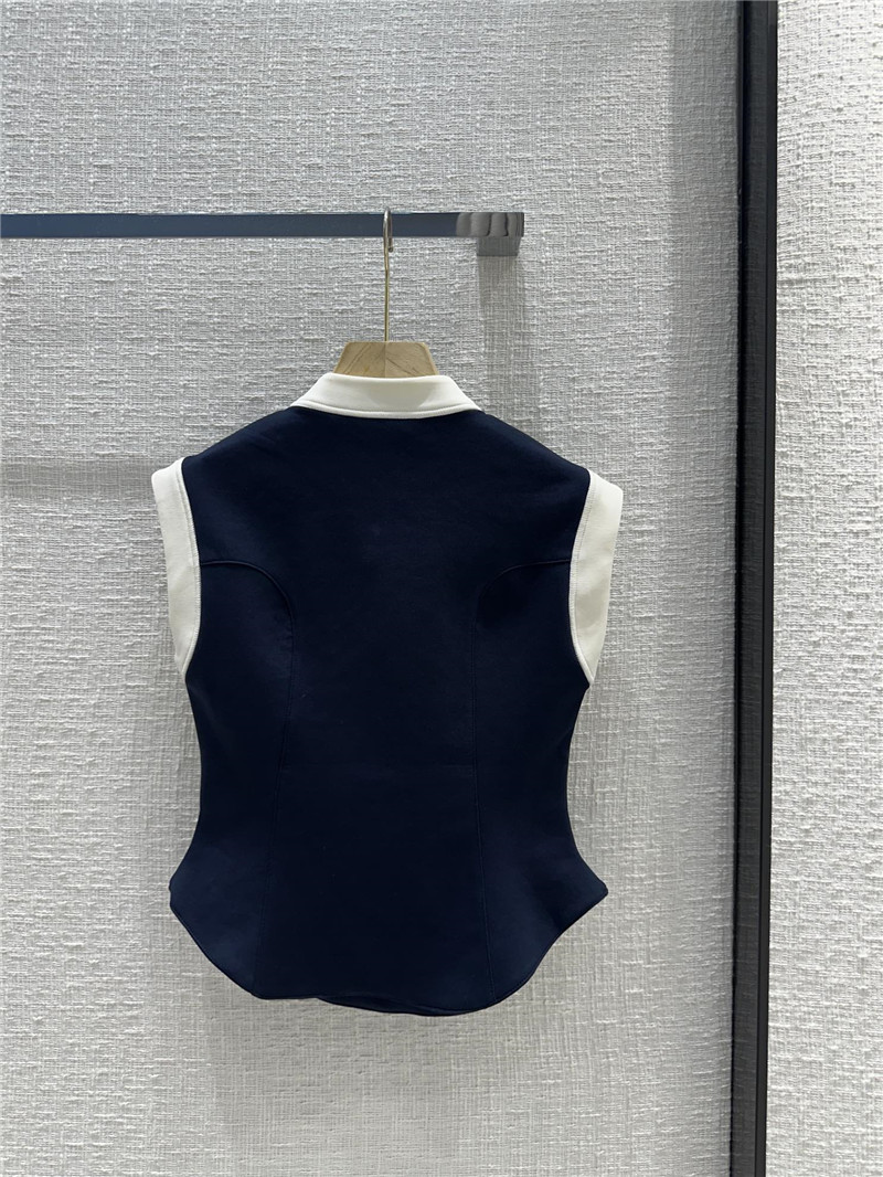 l0vis Vvtt0n lv stand collar color block vest top replica clothing