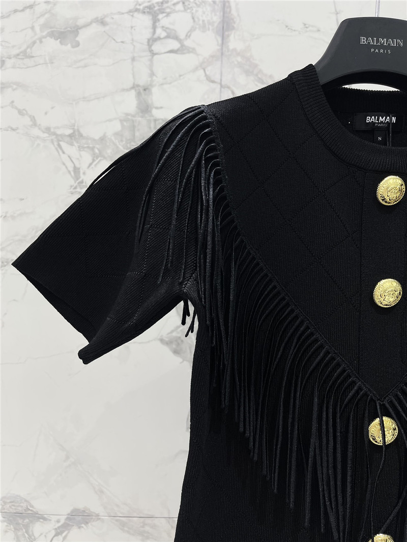 Balmain round neck button-down knit dress replica clothing sites