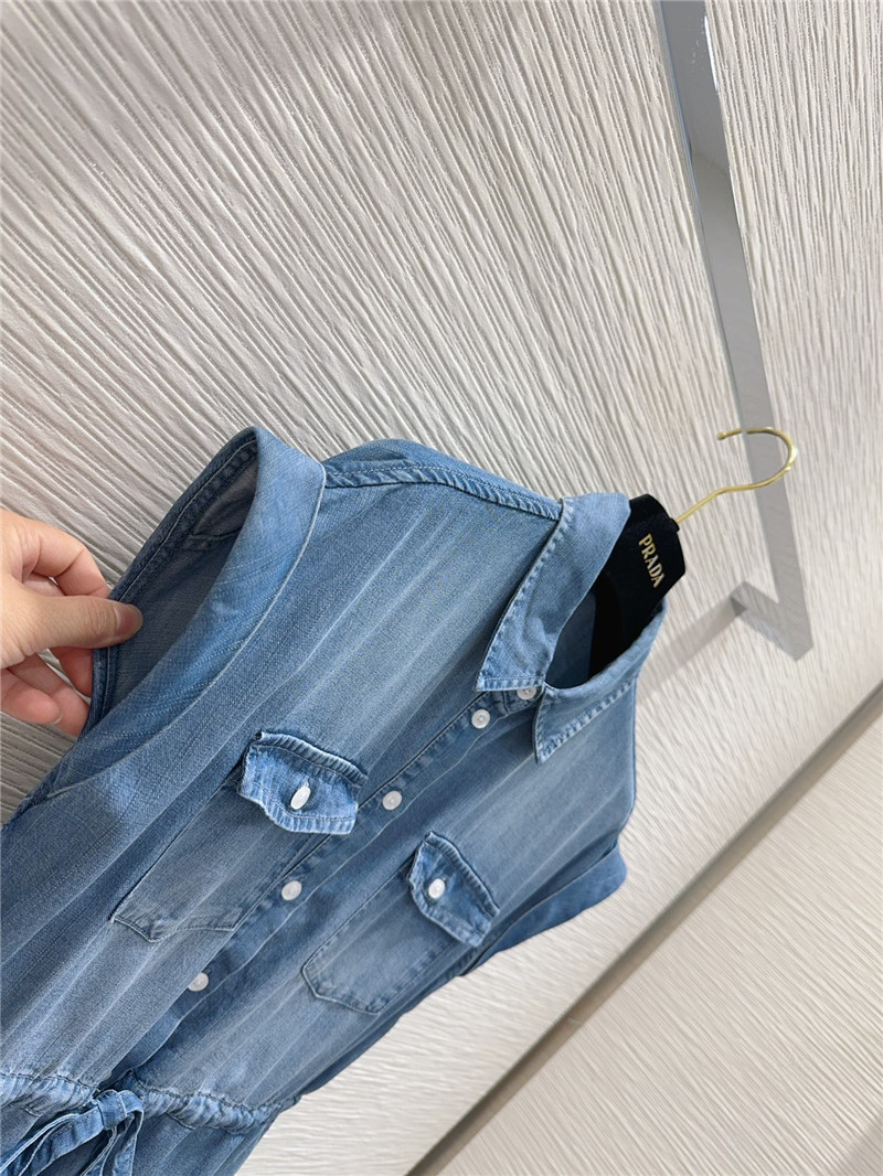 Pra*a vintage denim dress replica designer clothes