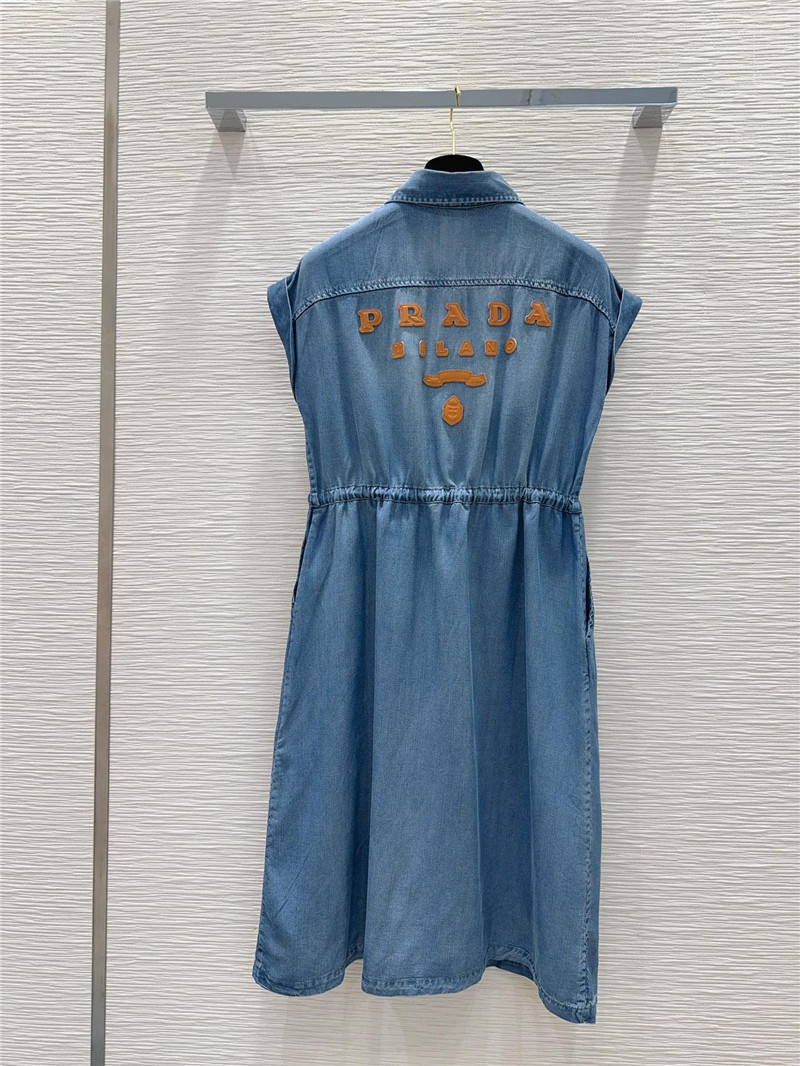 Pra*a vintage denim dress replica designer clothes