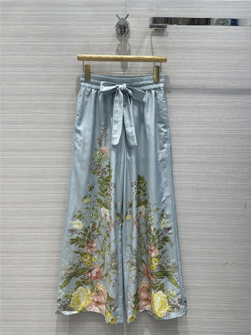 Zimm silk and cotton printed wide-leg pants replica clothes
