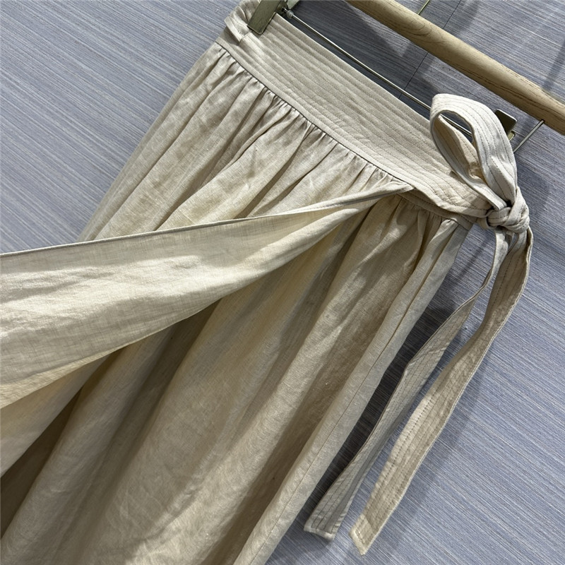 L0r0 P1ana cotton and linen lace-up maxi dress replica clothing