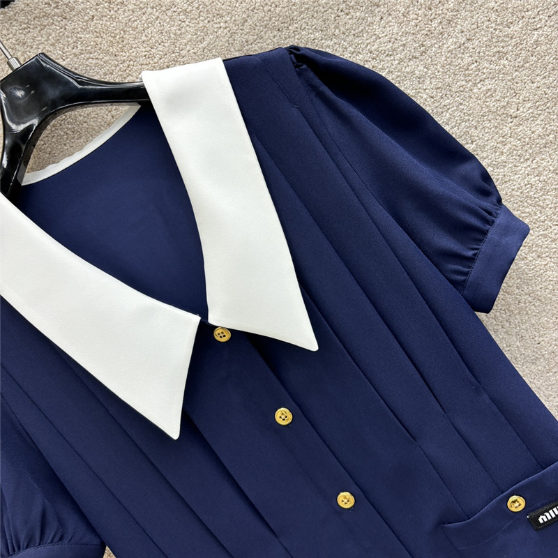 M1um1u navy blue gold button dress replica d&g clothing