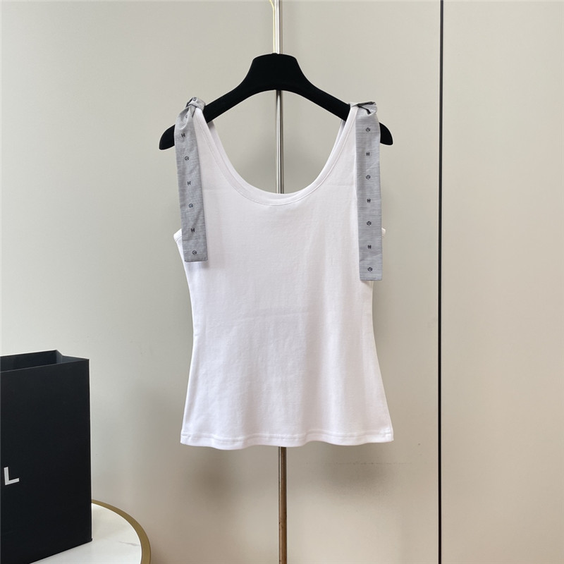 Ch**el ruffled logo cotton vest replica clothing
