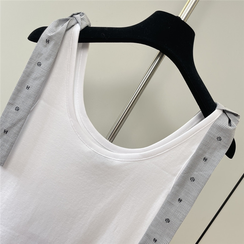 Ch**el ruffled logo cotton vest replica clothing