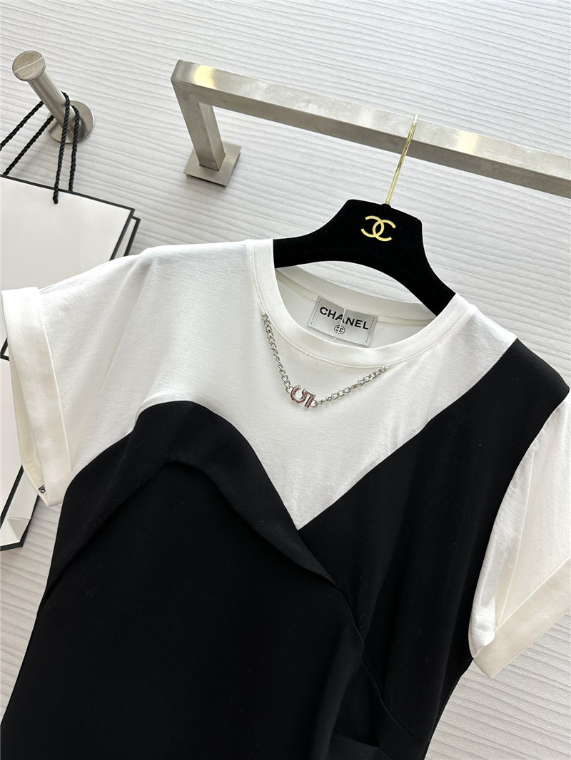Ch**el color matching fake two piece dress replica designer clothes