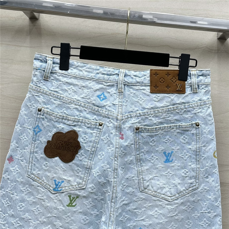 l0vis Vvtt0n lv jacquard denim shorts cheap replica designer clothes