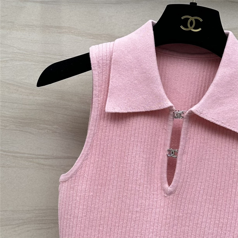 Ch**el polo collar waist knitted small vest replica clothes