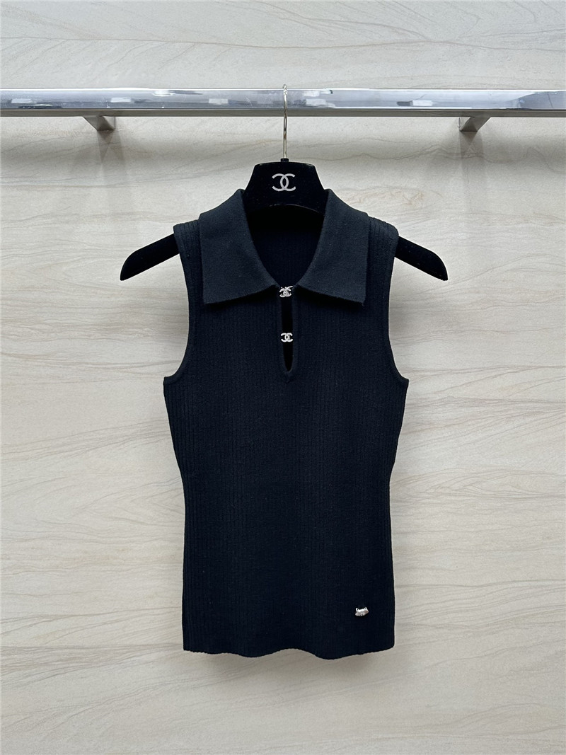Ch**el polo collar waist knitted small vest replica clothes