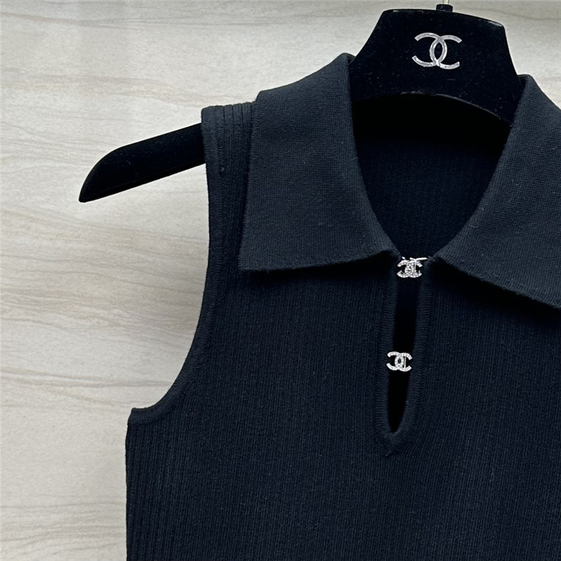 Ch**el polo collar waist knitted small vest replica clothes