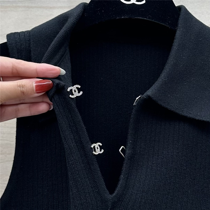 Ch**el polo collar waist knitted small vest replica clothes