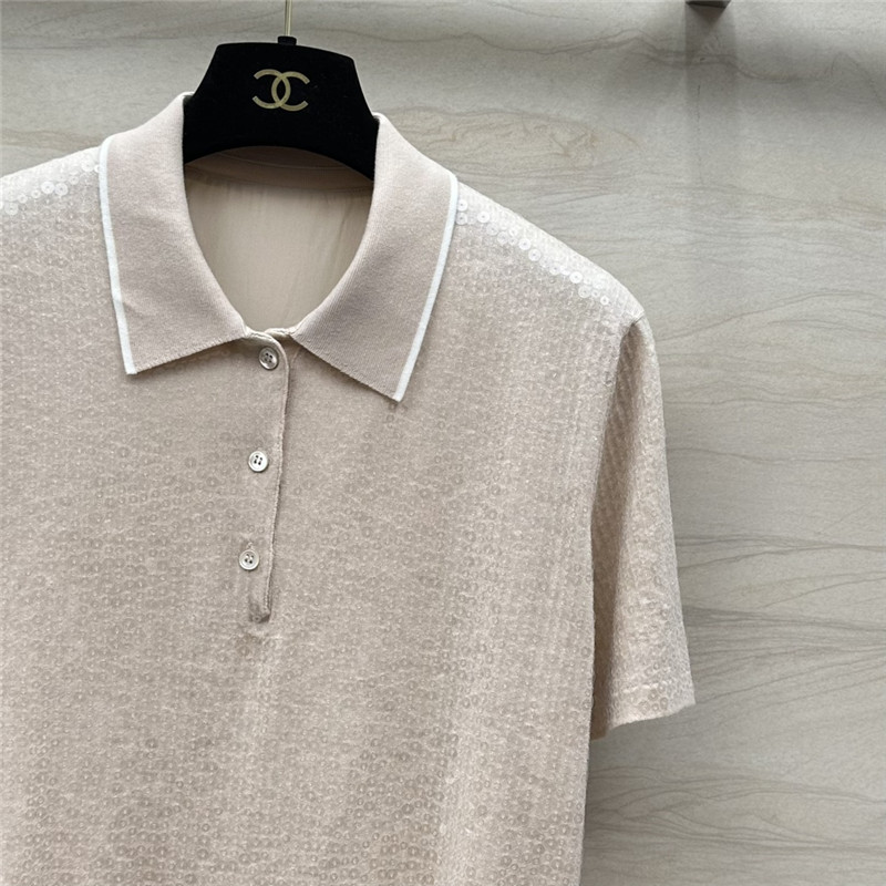 BC sequined silk wool polo top replica d&g clothing