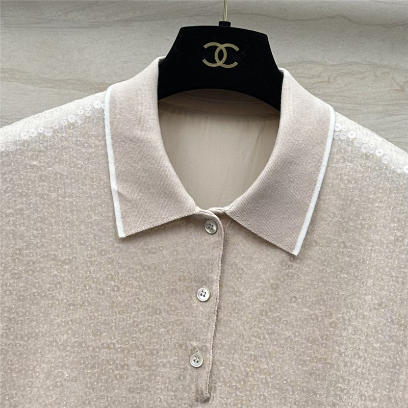 BC sequined silk wool polo top replica d&g clothing