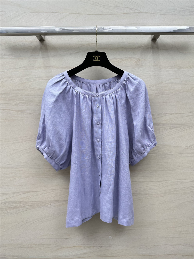L0r0 P1ana puff sleeve linen top replica d&g clothing