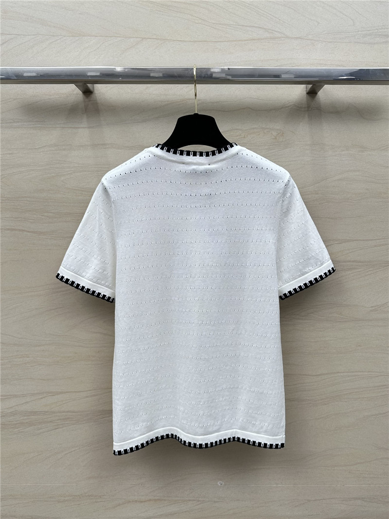 Ch**el contrast trim knit short-sleeved top replica clothing