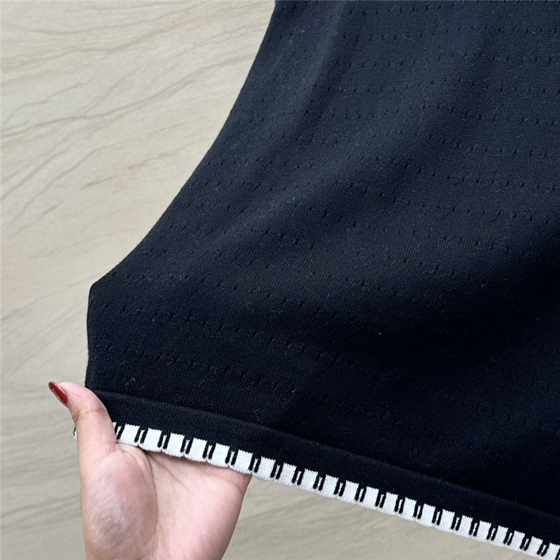 Ch**el contrast trim knit short-sleeved top replica clothing