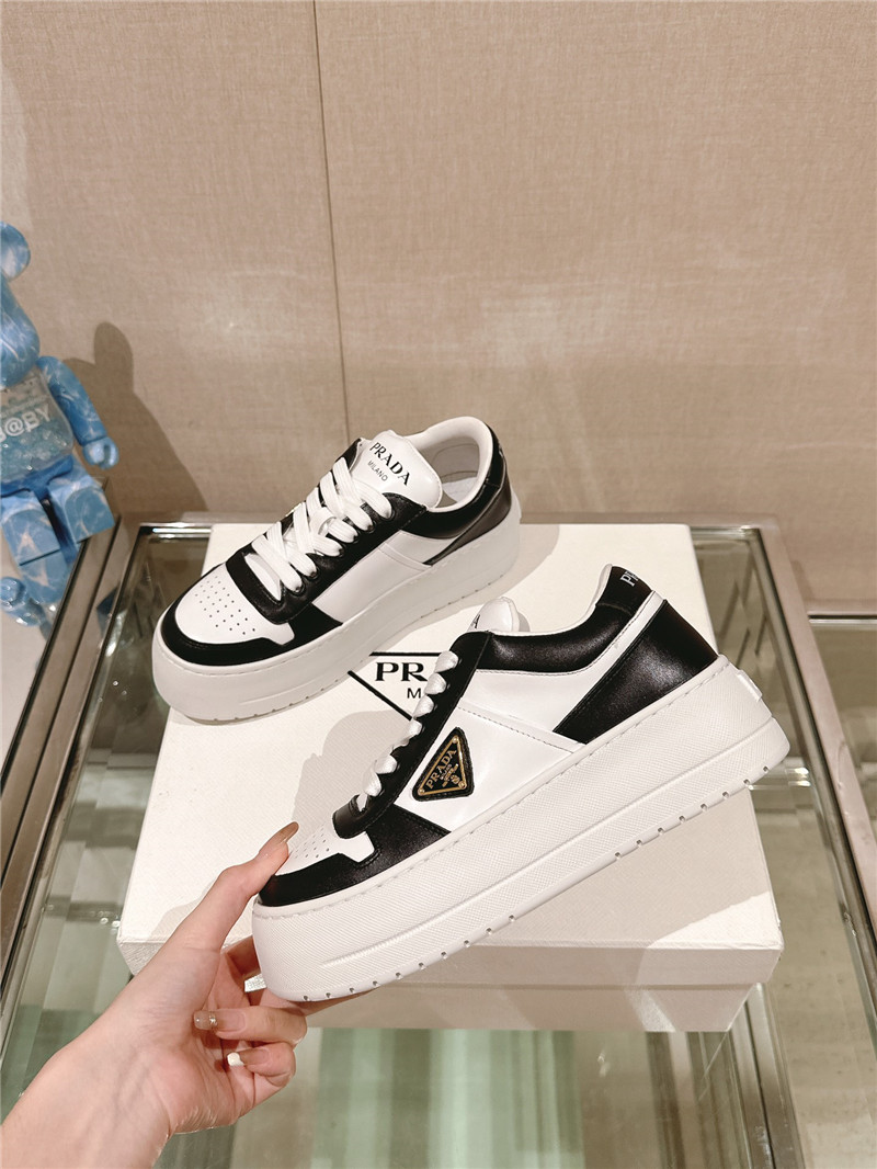 Pra*a black and white lace-up platform sneakers