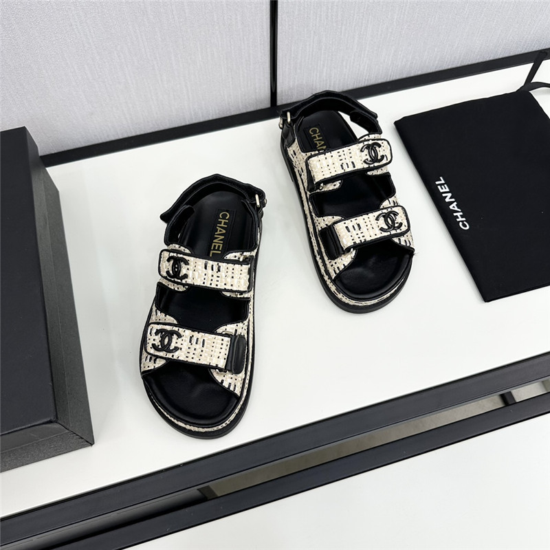 Ch**el women’s black tweed sandals