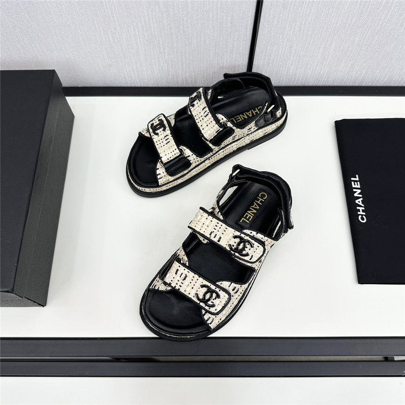 Ch**el women’s black tweed sandals