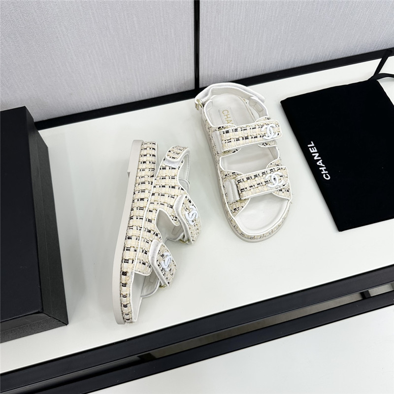 Ch**el women’s white tweed sandals