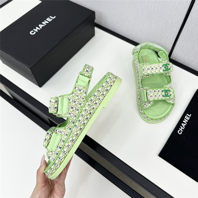 Ch**el women’s green tweed sandals
