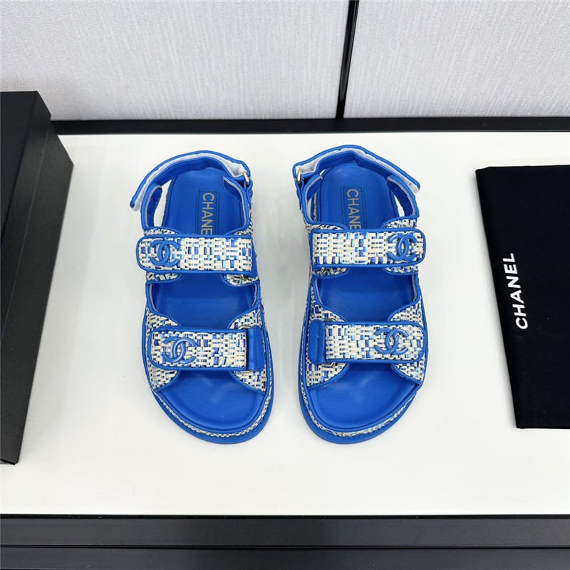 Ch**el women’s tweed sandals blue