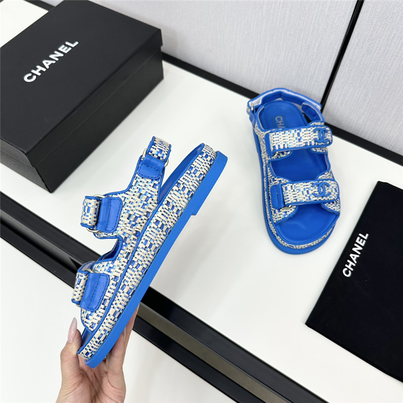 Ch**el women’s tweed sandals blue