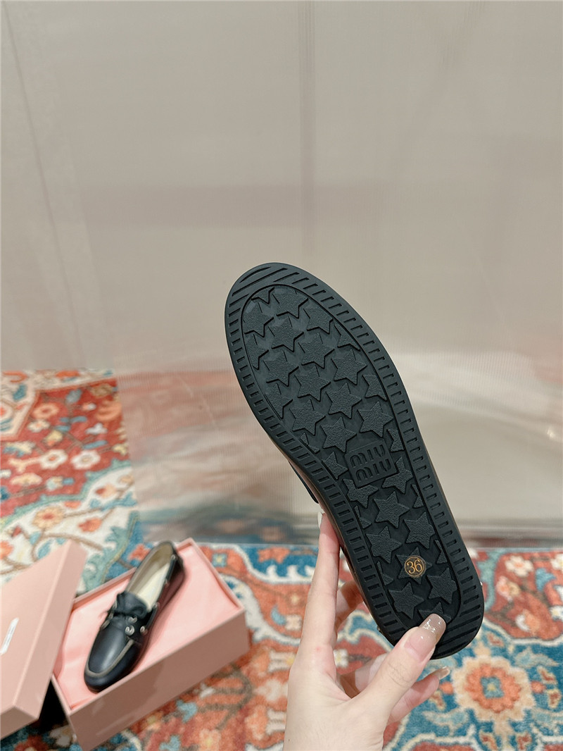 Miu Miu Bleached Leather Loafers Black