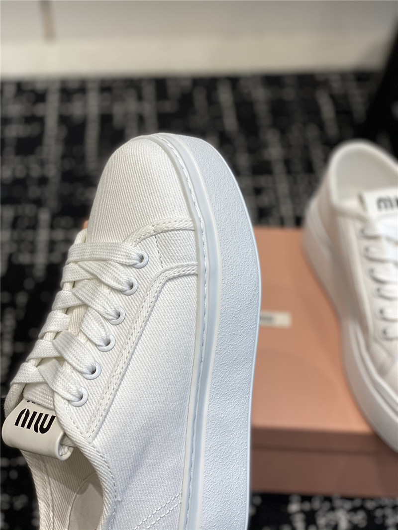 Miu Miu Platform Canvas Sneakers for Ladies