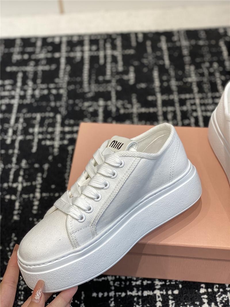Miu Miu Platform Canvas Sneakers for Ladies