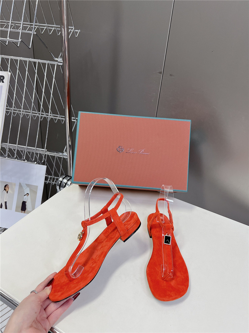L0r0 P1ana mindil embellished suede sandals in orange