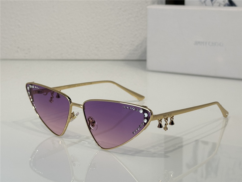 j1m*y ch00 cat-eye frame D1am0nd pendant sunglasses