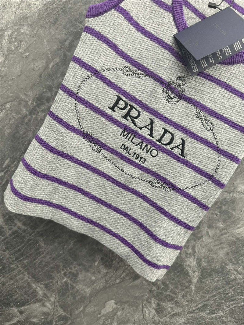 Pra*a striped knitted vest cheap replica designer clothes