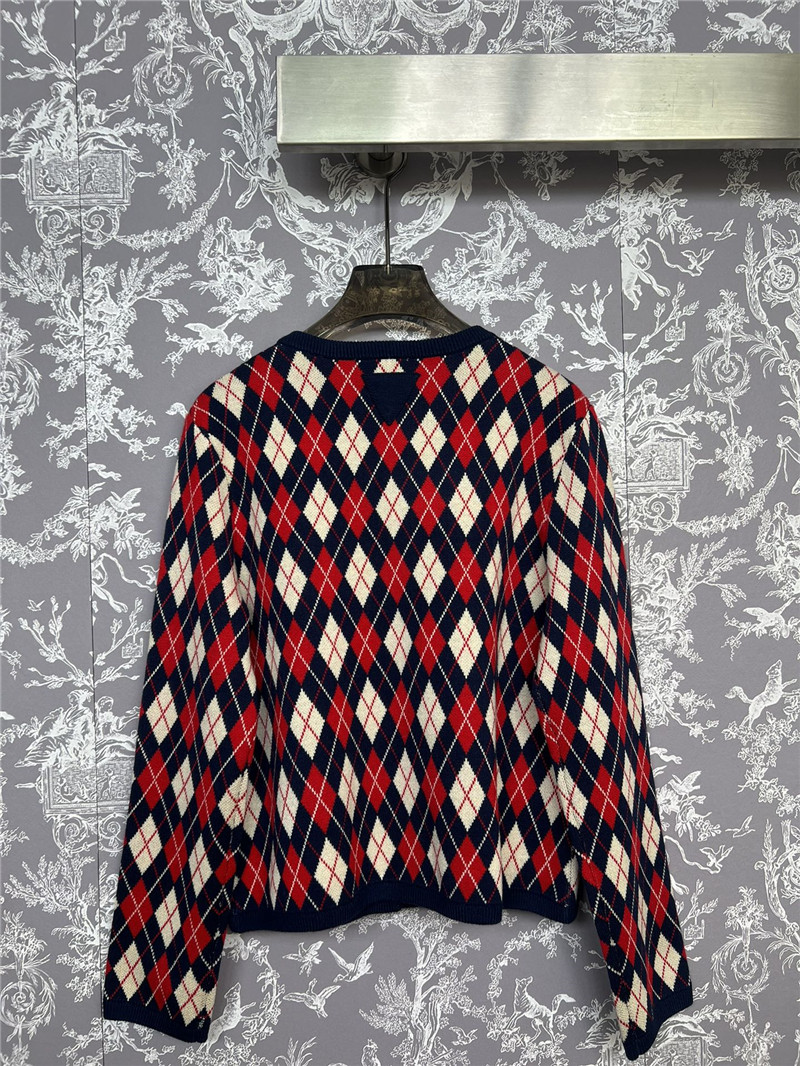 Pra*a jacquard argyle knit sweater