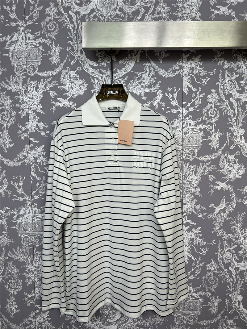 M1um1u new striped polo long-sleeved replicas clothes