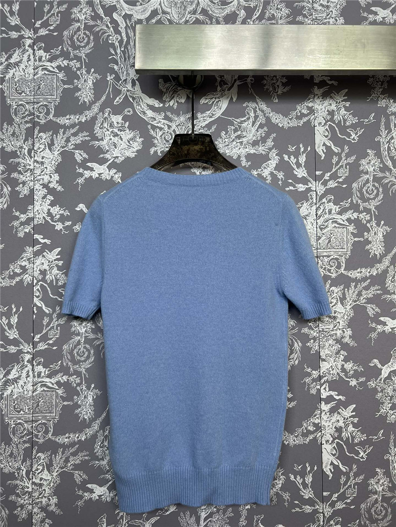 Miu Miu Logo Knit T-Shirt Blue