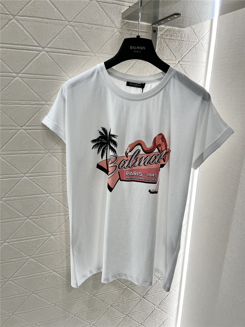 Balmain red-crowned crane print T-shirt replica designer clothes