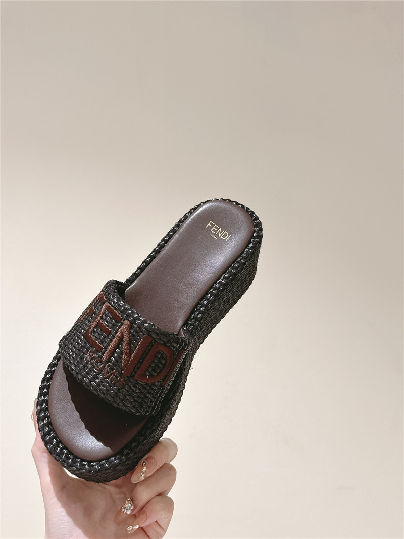 F**di sunshine platform slides women brown