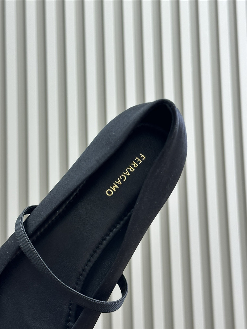 Ferragamo Black Velvet Ballet Flats