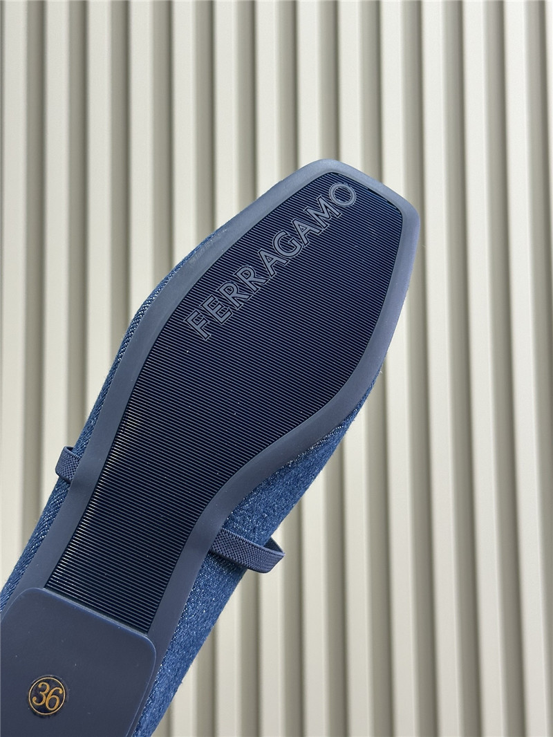 Ferragamo Denim Ballet Flats
