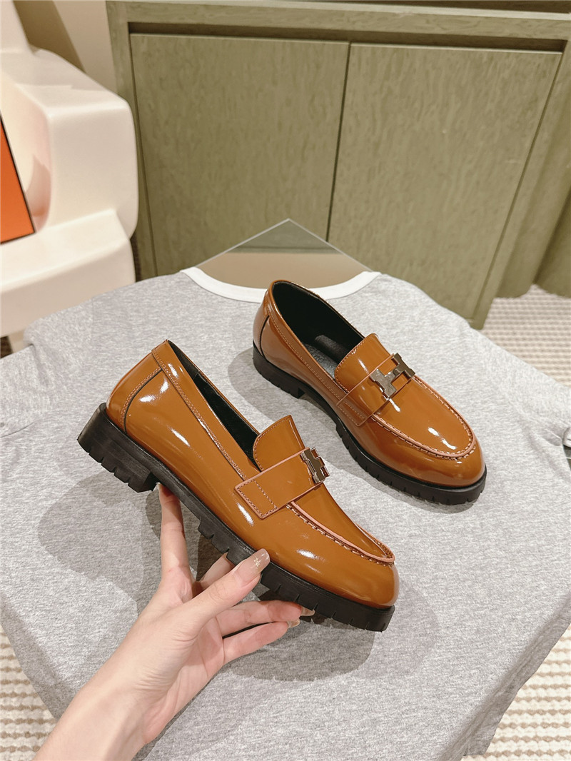H**me5 patent leather h buckle loafers for women