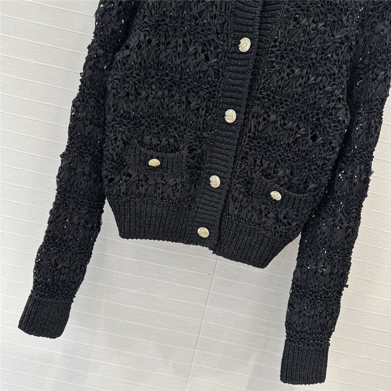 Ch**el woven crochet cardigan black