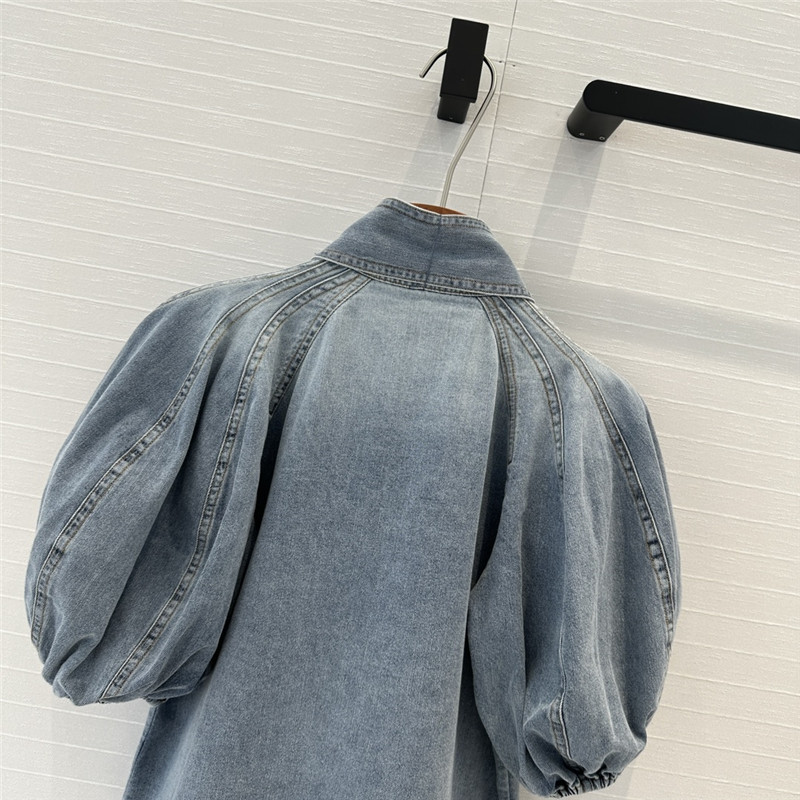 Zimm tie bow stand collar denim shirt replica clothes