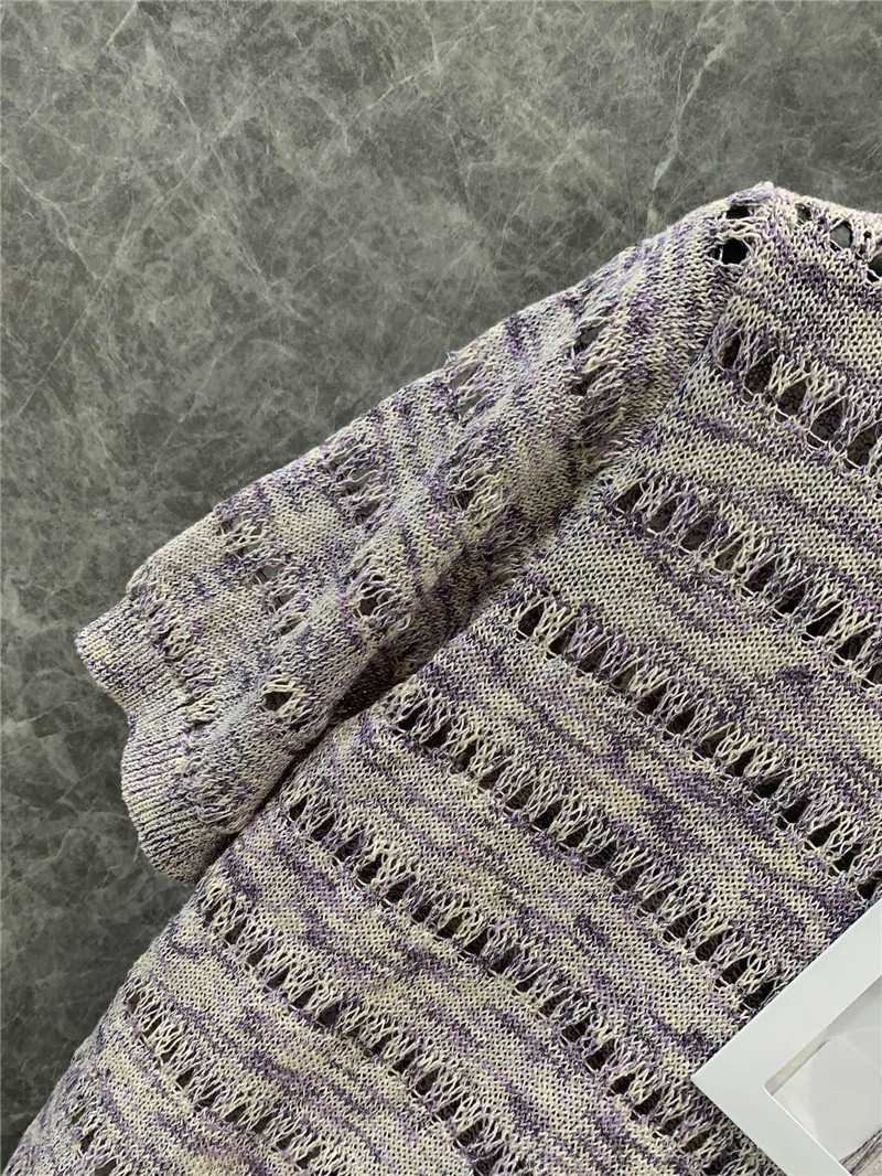 Ch**el all-match hollow short-sleeved knitted top replica clothes