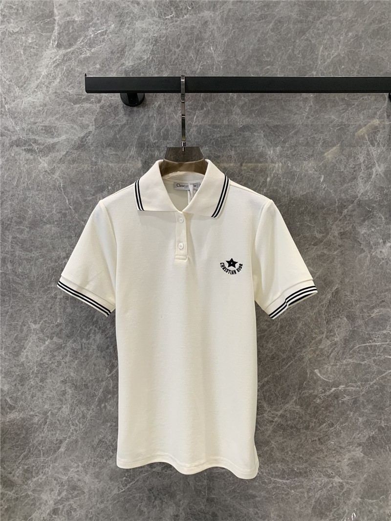 D10r ribbed contrast lapel short-sleeved polo top replica clothes